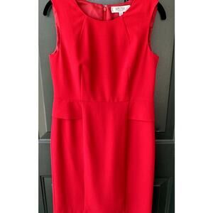 Kasper 4P Red Sheath Dress w/ Faux Peplum Detail Career Office Professional Work